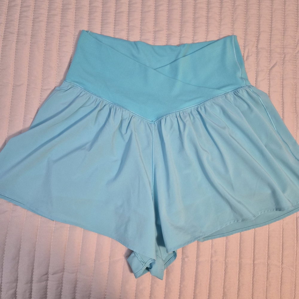 Aerie Crossover Flowy Short, Medium, Light Blue